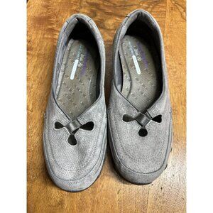 Skechers Bikers Women’s US 9 W Gray  Suede Slip-On Relaxed Fit Casual Shoe Flats